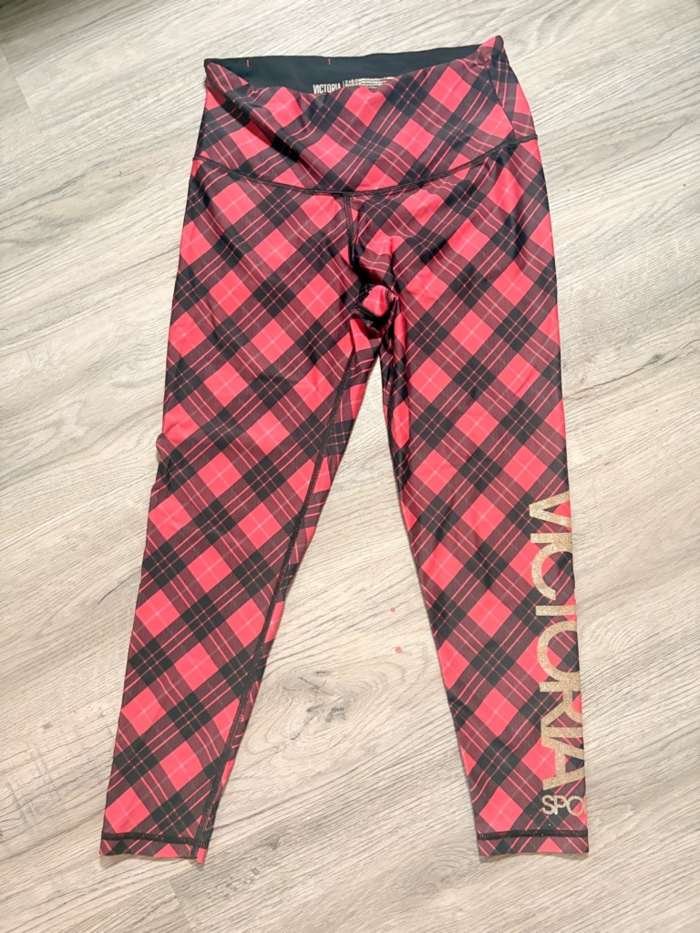 Victoria's Secret Red & Black Plaid Leggings